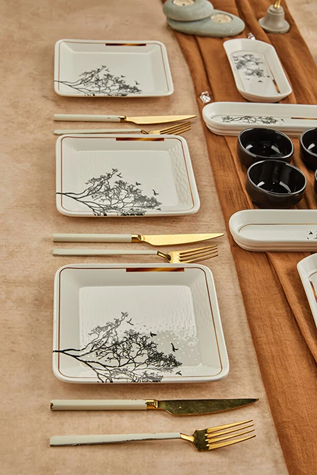 Dilek Ağacı 14 Parça 6 Kişilik Lüx Kahvaltı Takımı Seti Kahvaltılık Sunum Seti